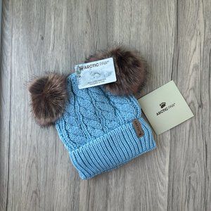 Arctic Paw Pom Pom Beanie Cable Knit Fleece Lined Winter Beanie Women Hat